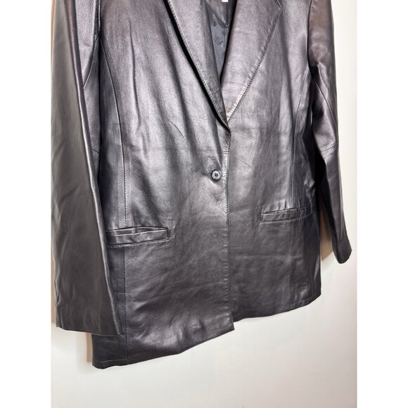 Remy Leather Jacket Women Black Lined Soft Blazer Vtg Y2K Made In USA Small - Picture 4 of 13